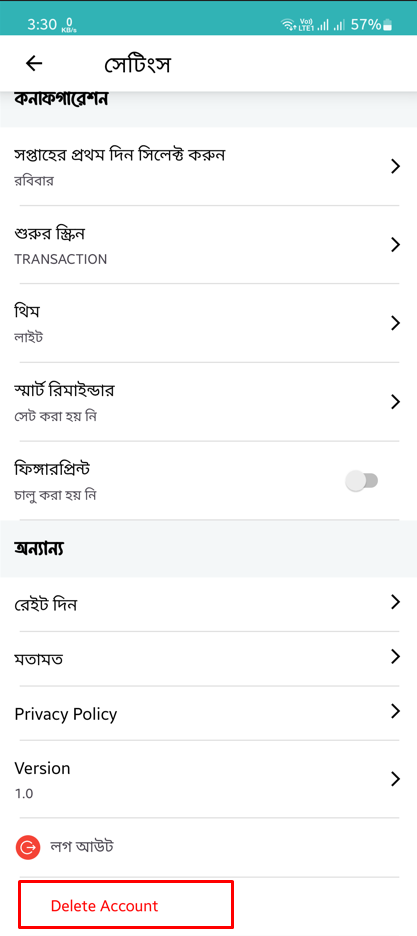 Delete Account Option